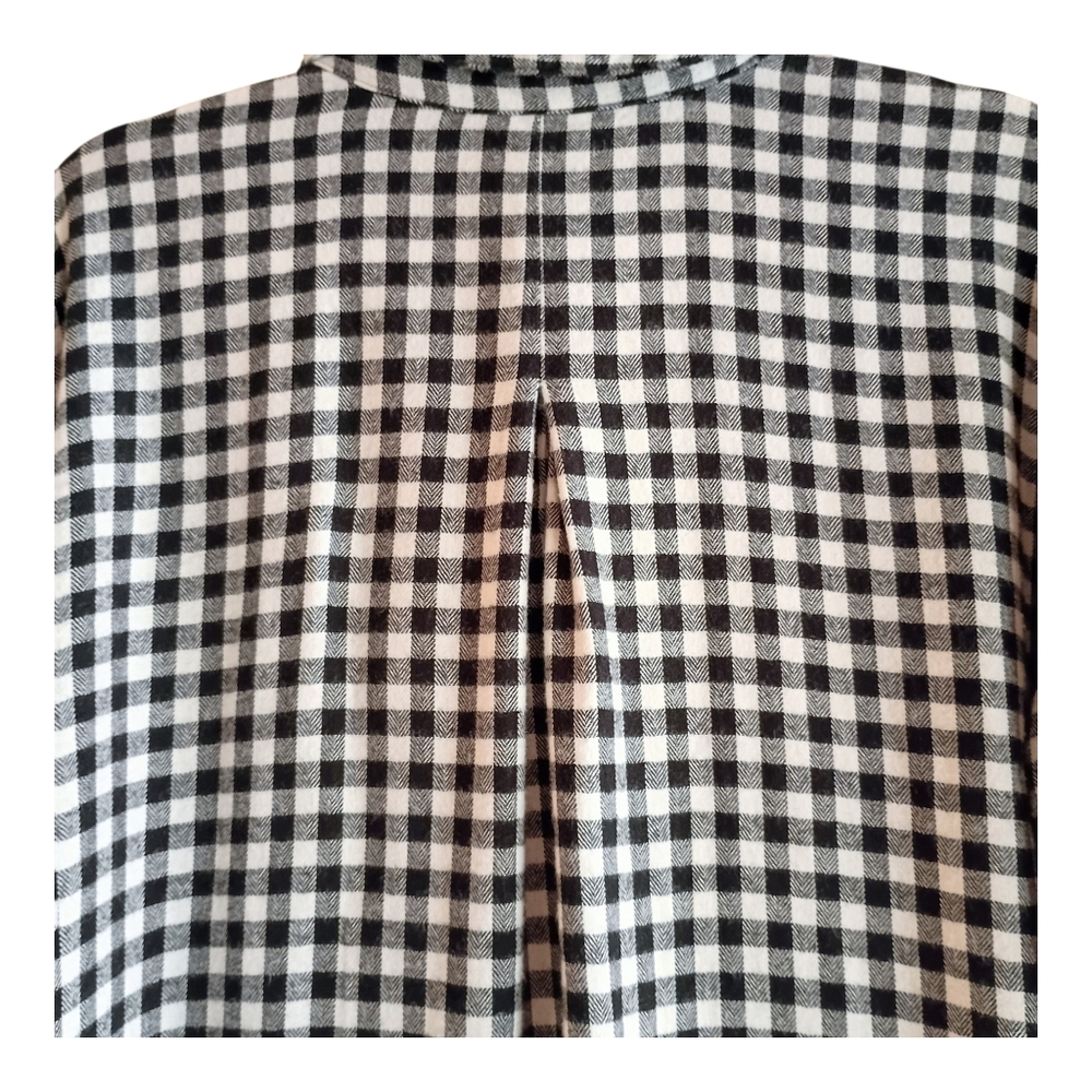 HESTER & ORCHARD‎ Women's Shirt Top Black White Plaid Checks Button Down LARGE - Picture 6 of 9